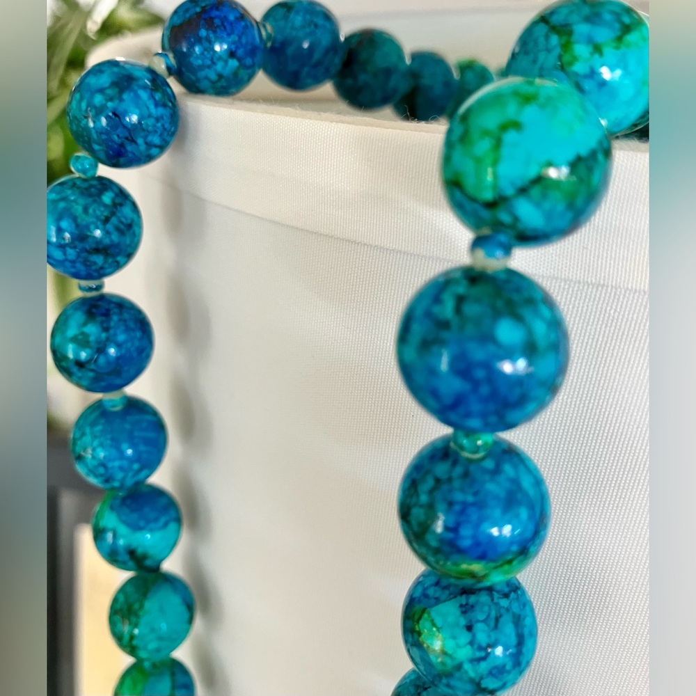 Elegant Chrysocolla inspired Beads Necklace, in Beautiful Blues and Green’s.